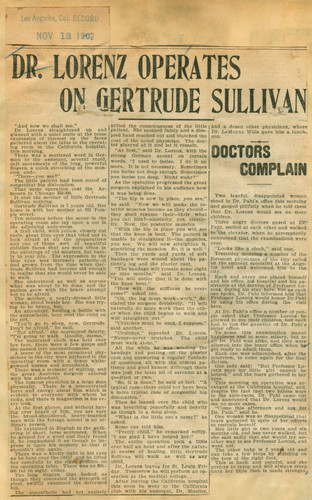 Dr. Lorenz operates on Gertrude Sullivan