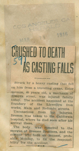 Crushed to death as casting falls