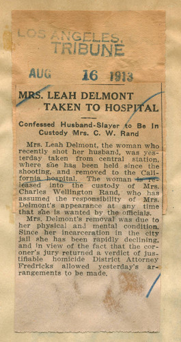 Mrs. Leah Delmont taken to hospital