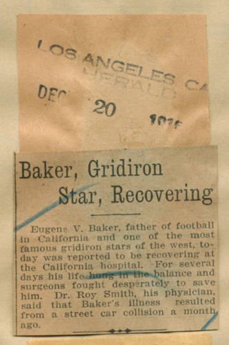 Baker, Gridiron star, recovering