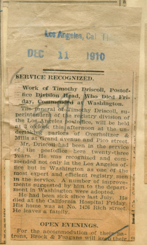 Service recognized