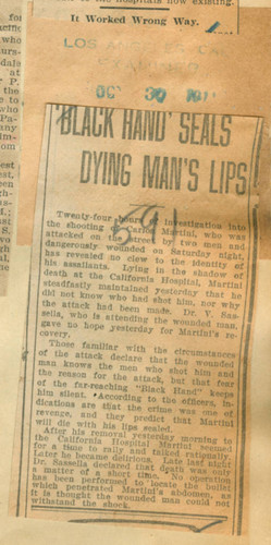 Black Hand seals dying man's lips