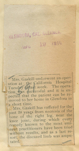 Mrs. Gaskill hospitalized