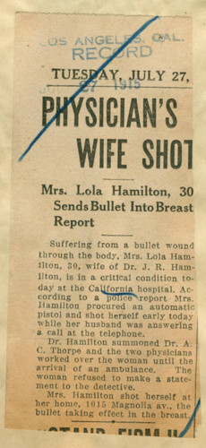 Physician's wife shot