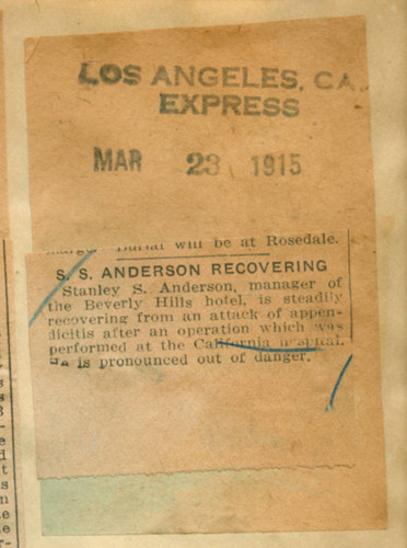 S. S. Anderson recovering