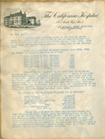 Letter from Walter Lindley to the stockholders of California Hospital
