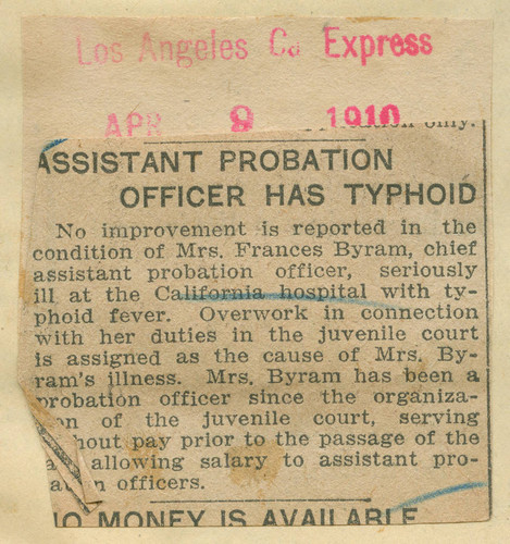 Assistant probation officer has typhoid