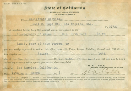 State of California Bureau of Labor Statistics certificate