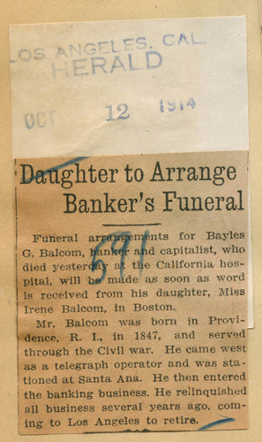 Daughter to arrange banker's funeral