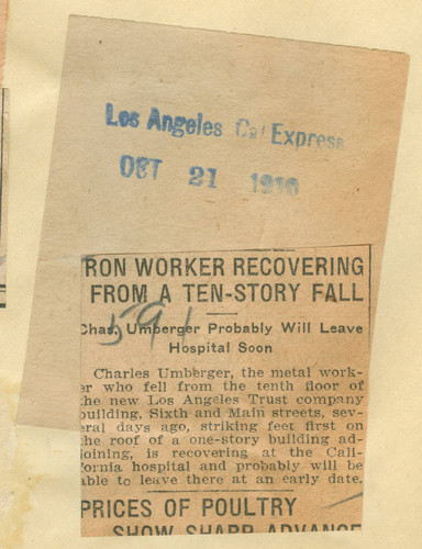 Ron Worker recovering from a ten-story fall