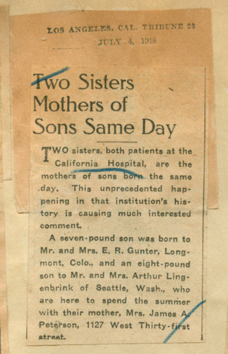 Two sisters mothers of sons same day