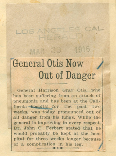 General Otis now out of danger