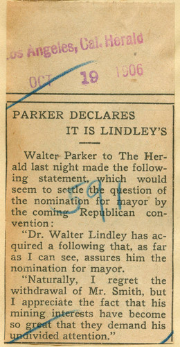 Parker declares it is Lindley's