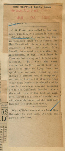 Mrs. Powell hospitalized