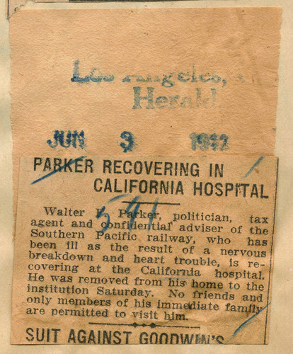 Parker recovering in California Hospital