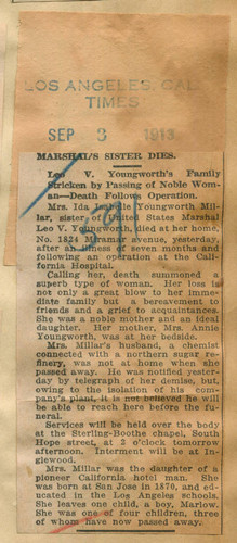 Marshal's sister dies