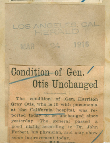 Condition of General Otis unchanged