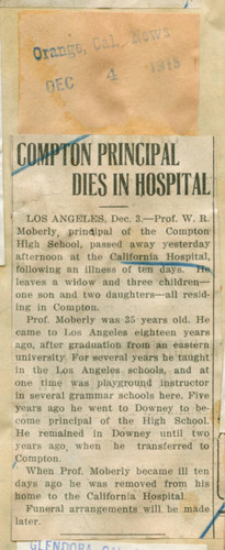 Compton principal dies in hospital