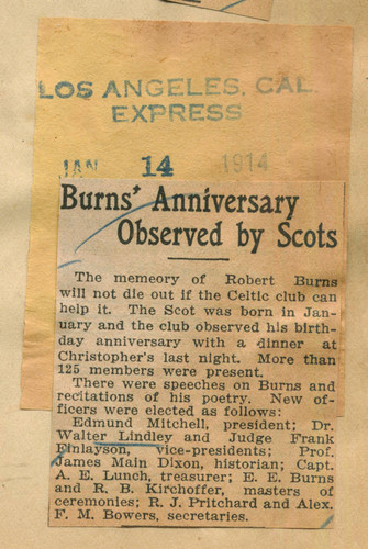 Burns' anniversary observed by Scots