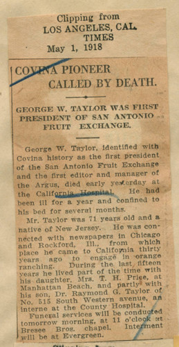 George W. Taylor was first president of San Antonio Fruit Exchange