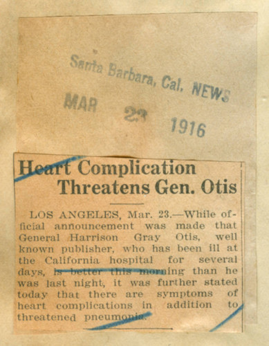 Heart complication threatens General Otis