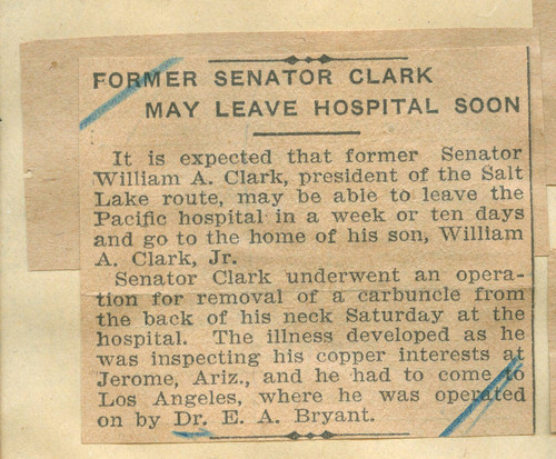 Former Senator Clark may leave hospital soon