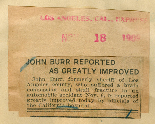 John Burr reported as greatly improved