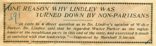 One reason why Lindley was turned down by Non-partisans