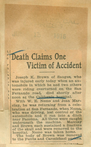 Death claims one victim of accident