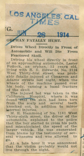 Orphan fatally hurt