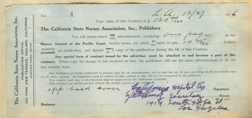 Nurses Journal of the Pacific Coast receipt