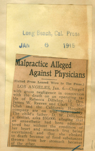 Malpractice alleged against physicians