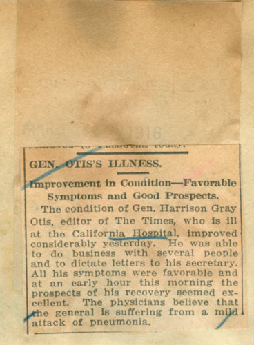 General Otis' illness