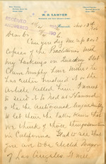 Letter from W. B. Sawyer to Walter Lindley