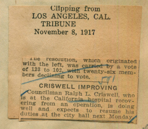 Criswell improving