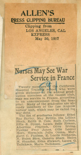 Nurses may see war service in France