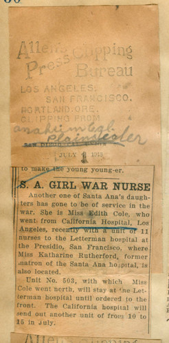 S. A. girl war nurse