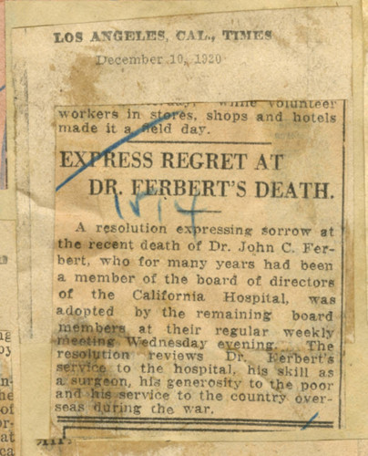 Express regret at Dr. Ferbert's death