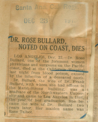 Dr. Rose Bullard, noted on coast, dies