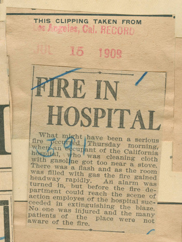 Fire in hospital