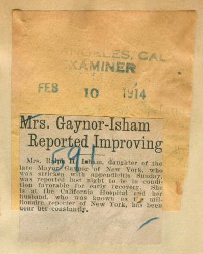 Mrs. Gaynor-Isham reported improving