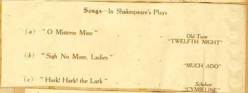 Songs in Shakespeare's plays