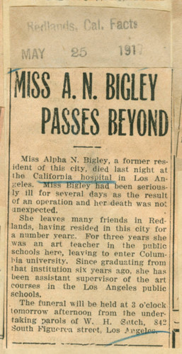 Miss A. N. Bigley passes beyond