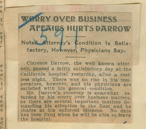 Worry over business affairs hurts Darrow