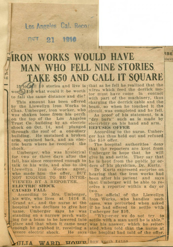 Iron works would have man who fell nine stories take $50 and call it square