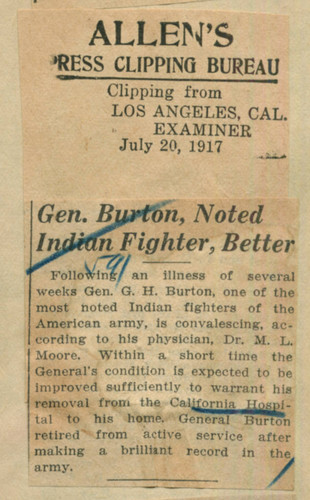 General Burton, noted Indian fighter, better