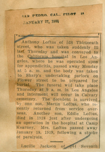 Anthony Loftus hospitalized