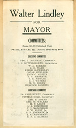 Walter Lindley for mayor