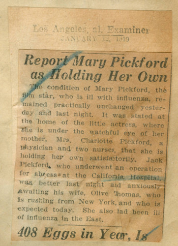 Report Mary Pickford as holding her own