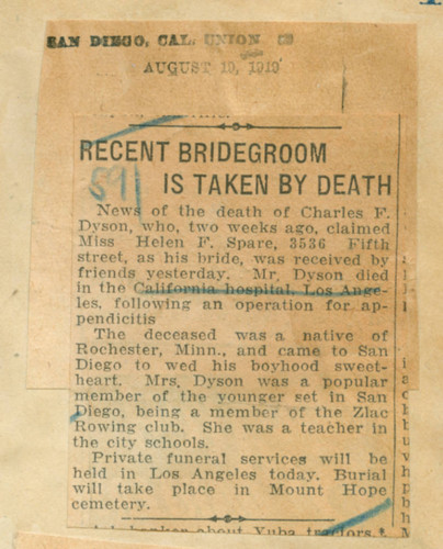 Recent bridegroom is taken by death